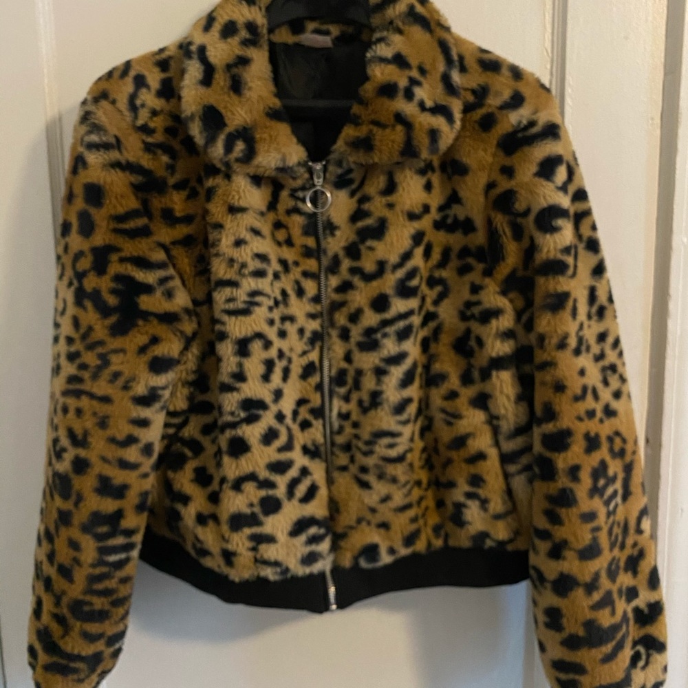 Leopard Print Faux Fur Coat